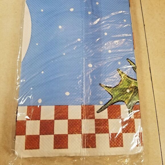 Table Cover Vintage Sealed Christmas Snowman Tablecloth 54" x 96" Crepe Paper - Picture 4 of 5